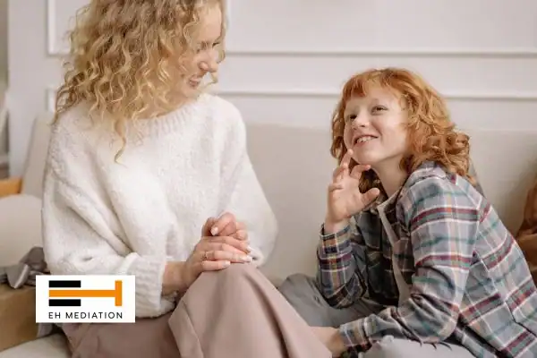 Happy mother and child after sorting child arrangements mediation Lancashire